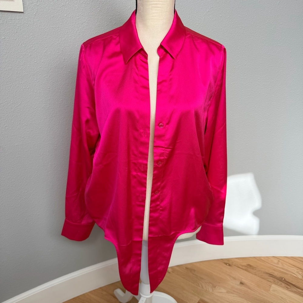 Sanctuary Hot Pink Satin Shirt - Picture 2 of 14